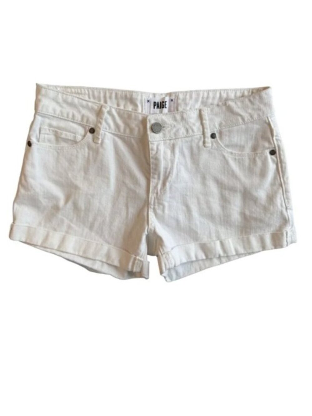 PAIGE Jimmy Jimmy High Waist Denim Shorts in White size 26